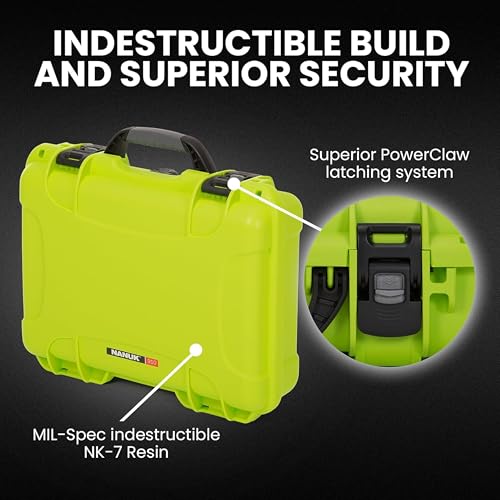 Image of NANUK 910 Hard Case with Customizable Cubed Foam, IP67 Waterproof, Dustproof and Impact Resistant, 14.3 inch x 11.1 inch x 4.7 inch, Rugged Construction for Ultimate Protection, Made in Canada - Lime