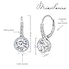 Mia Sarine Rhodium Plated 925 Sterling Silver Cubic Zirconia Halo Lever Back Dangle Bridal Earrings for Women White #5