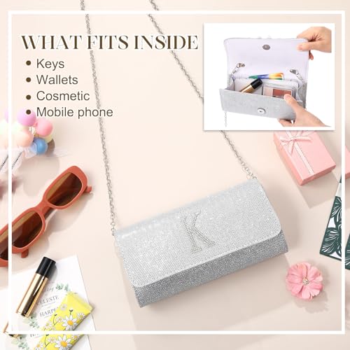 Image of Silver Clutch Purses for Women Personalized