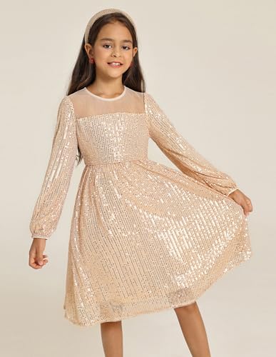 GRACE KARIN Girl Sequin Party Dress Formal Birthday Pageant Fancy Prom Mesh Dresses for Teen Girl 6-14Years3