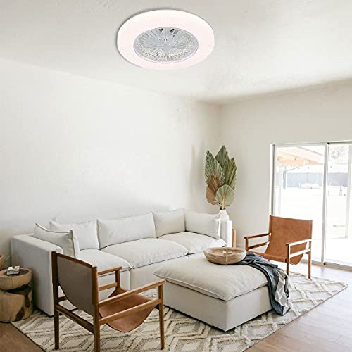 YYEHON Modern Ceiling Fan with Lights, Low Profile Semi Flush Mount