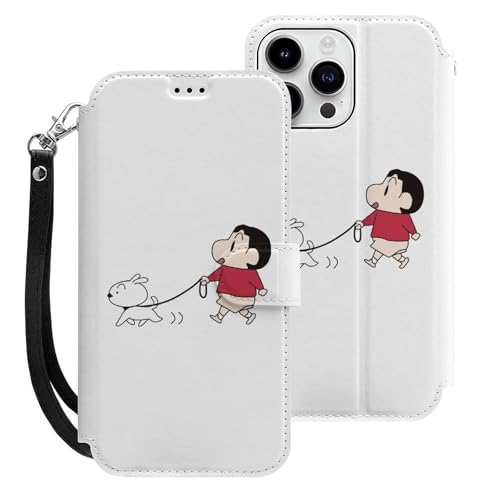 クレヨンしんちゃん iPhone15ProMax用ケース 手帳型 スマホケース アイホン15ProMax用 財布型カバー カードポケット スタンド機能 誕生日ギフト 人気 男女兼用