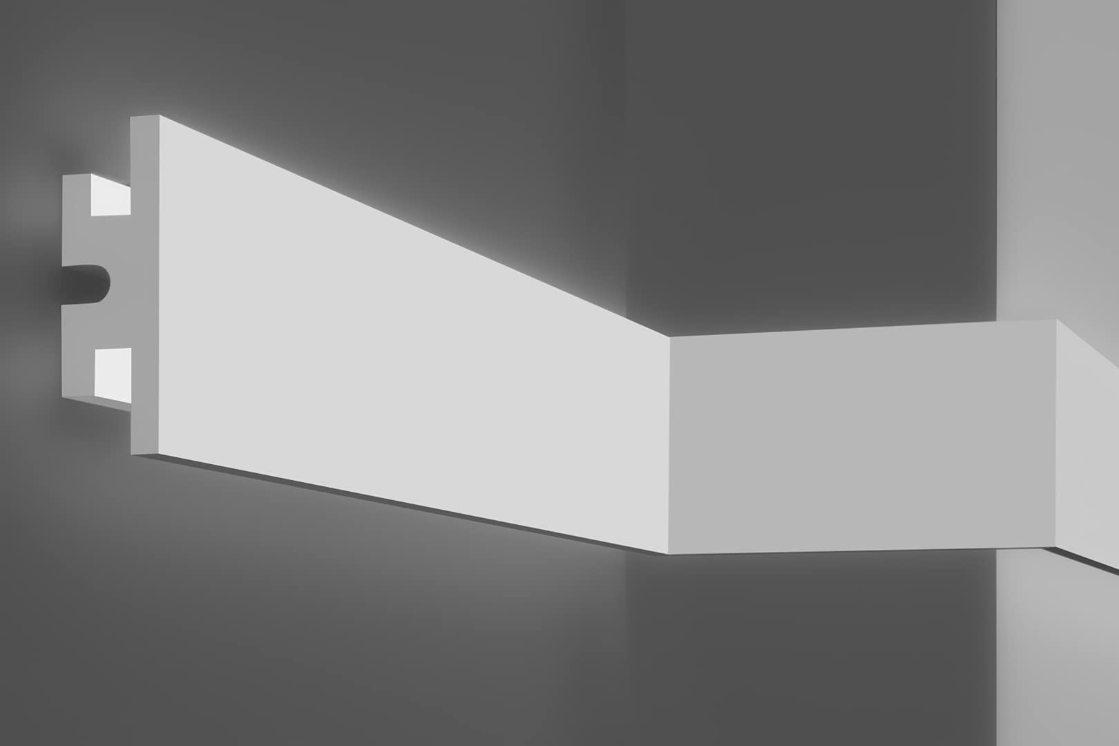 Perfil empotrado LED de poliestireno con revestimiento duro, tiras de estuco para paneles de yeso (13,8 metros KD302) Luz de pared de paneles de yeso interiores perfil de esquina de baño