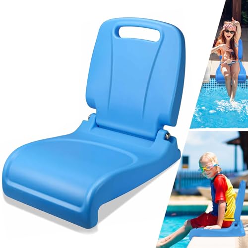 15.7'D x 11.8'W x 15.3'H Mini Pool Chairs for Edge of Pool,Foldable Poolside Chairs with Back Support and Handle,Outdoor Chair Back Support for Poolside, Beach Play, Camping (Blue)