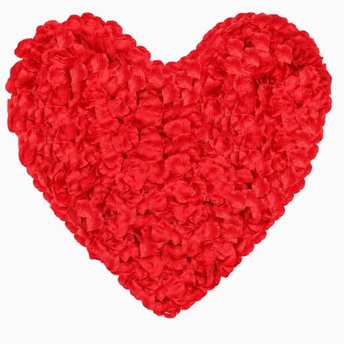 Lafefe 1200 Pcs Red Rose Petals Quality Artificial Flowers for Bedroom Romantic Wedding Anniversary Decorations Valentines Day Marry Me Proposal (Red)