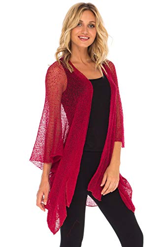 SHU-SHI Beach Kimono Coverups for Women Summer Cardigans Lightweight Open Front Cover Up Knit Sheer Sweater3