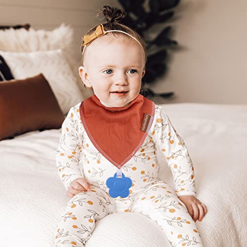 Vuminbox Baby Bandana Drool Bibs 6-Pack And Teething Toys 6-Pack Made With 100% Organic Cotton, Absorbent And Soft Unisex (6 Solid Colors) #TOP3