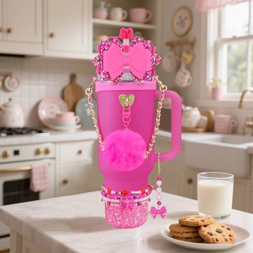 Hpebl 11PCS Bow Accessories for Stanley Cup Tumbler 30 40oz,Fuchsia - image 6
