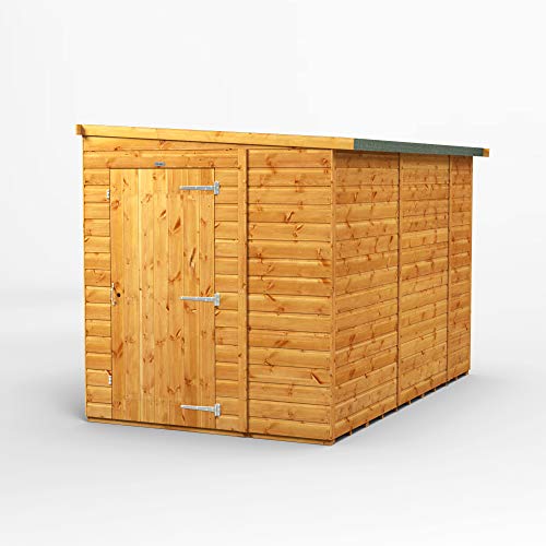 Powersheds Pultdach Gartenhaus mit Sicherheitsfunktionen, Tür & Fenster anpassbar, aus extra dickem Qualitätsholz & gehärtetem Glas (Fensterlos)