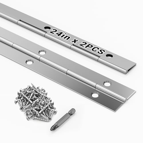 Arwnnklo 2 pcs Continuous Piano Hinges 24x1.2 0.047 inch Leaf Thickness