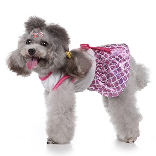 XIAOYU Sweet Puppy Dog Princess Dresses Mermaid Skirt Dress for Dog Cat Halloween Cosplay(M), Pink, Medium - Image 4