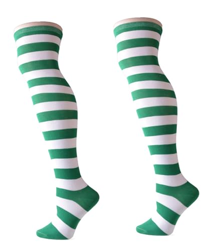 Image of Womens Thigh High Socks Athletic Stripe Cute Colorful Over the Knee High Sock Colorful Long Tube Sock
