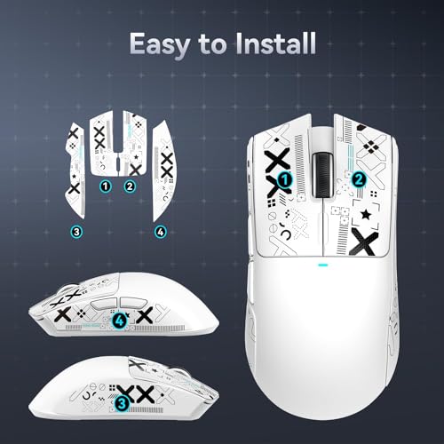 Image of ATTACK SHARK Mouse Anti-Slip Grip Tape for Superlight Wireless Gaming Mice,Universal Fit, Sweat-Resistant, Elastic Side Grips, Effortless Application, Ultra-Thin Design (0.5mm /0.02in)- White