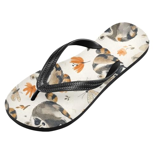 Raccoon Vintage Men's Flip Flops Sandals Bathroom Shower Shoes2