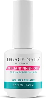 Legacy Nails Professional BRILLANT FINISH GEL 0.5oz - High-Gloss Top Coat for Natural, Acrylic, Gel, Fiberglass & Silk Nails – Chip-Resistant, Quick-Curing UV/LED Formula