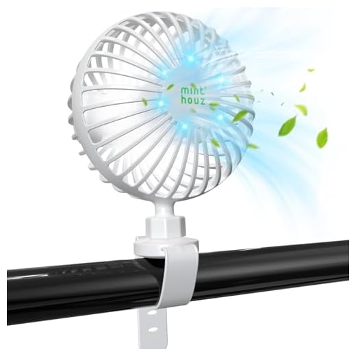 Minthouz Stroller Fan with Flexible Strap, 2000mAh Rechargeable Portable Fan 3 Speeds Personal Fan USB Mini Cooling Fan for Baby/Stroller/Car Seat/Bike -White