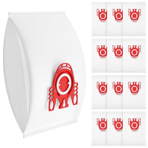 12 Pack FJM Vacuum Bags Compatible with Miele Hoover Bag HyClean FJM Vacuum Bags for Compact C1 Compact C2 S4000 S6000 Series Includes 4 Motor Filters & 4 AirClean Filters