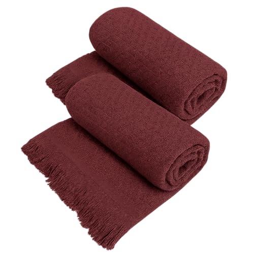 Decolab Kit 2 Mantas Sofá Básica Algodão Decorativa | Cobertor de Malha Super Macio Decoração Sala e
