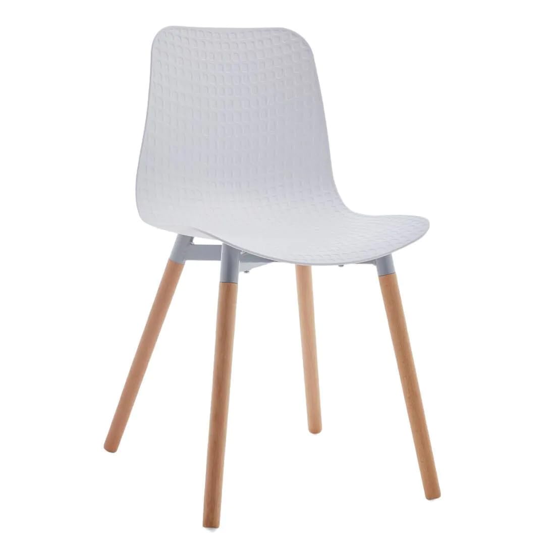 Shiito | Modelo Ragnar - Pack de 2 Sillas de Comedor de Estilo Nórdico | Diferente y Elegante | 47 x 42 x 84 cm - Color Blanco | con Patas de Haya