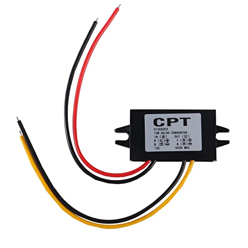 DIANN 12V to 5V 3A 15W Buck Converter Module - DC to DC Regulator Car Power Converter with Wire Interface
