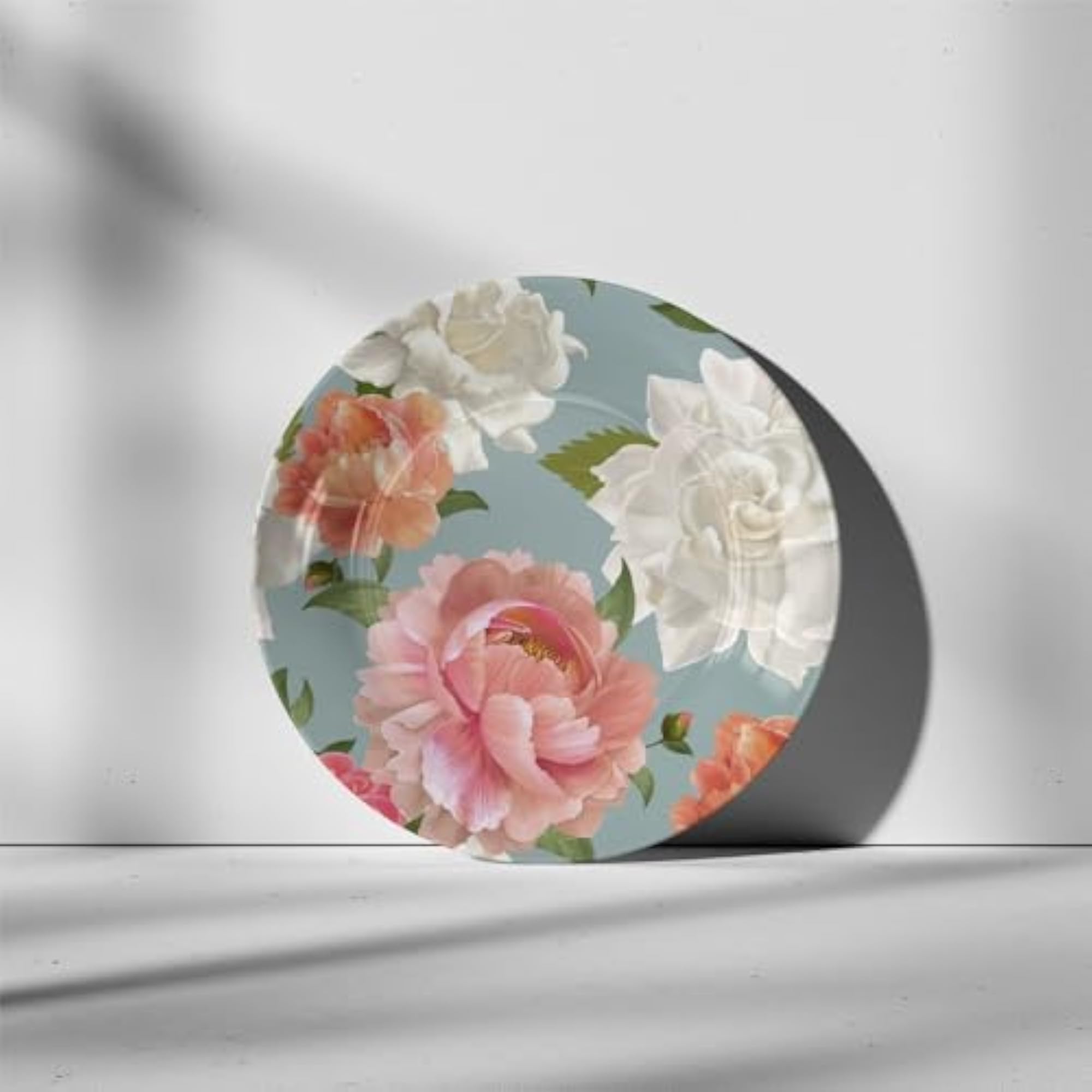 Floral Decorative Wall Plates with Stand, 10 Inch