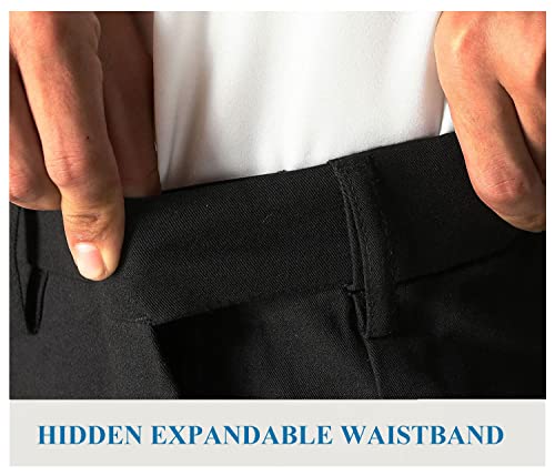 Soojun Men's Classic Fit Hidden Expandable Waist Flat Front Dress Pant4