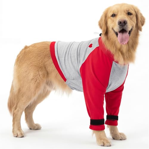 Image of SlowTon Dog Recovery Suit, Dog Leg Sleeve to Stop Licking, Elbow Protector