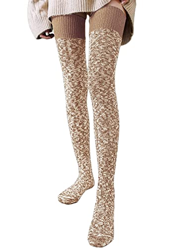 Image of Women's Thigh High Knitted Winter Boot Socks Vintage Extra Long Leg Warmer Over Knee High Stockings