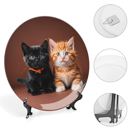 Plato decorativo de porcelana con gato blanco 6 pulgadas miniatura 4