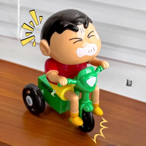 Image of FUNFOB Shinchan Moving Toy | Shinchan Action Figure Length-10cm PVC Multicolour | Shin-chan - Cycle Moving