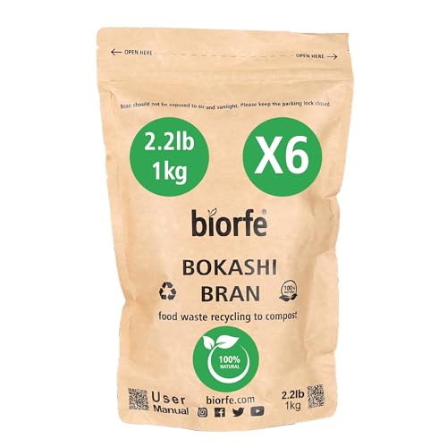 Biorfe Premium Bokashi Bran da 1 kg per il Compostaggio Veloce e Facile, Avviatore di Compost per Bidoni per il Compostaggio Interno, Acceleratore Senza Odori per il Compostaggio in Cucina