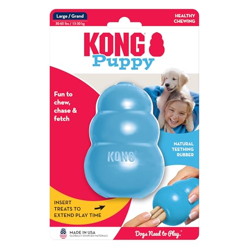 KONG – Puppy Toy Naturkautschuk zur Zahnungshilfe – Kauen, Jagen, Apportieren (Farbvar.) – Für Große Welpen