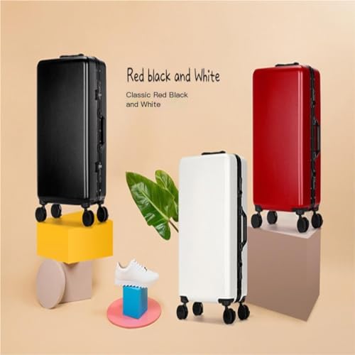Suitcase Aluminum Frame Trolley Case Universal Wheels 24 Inch Trolley Suitcase 26 Inch Suitcase For Men And Women Suitcase Tags(Black,26IN)4