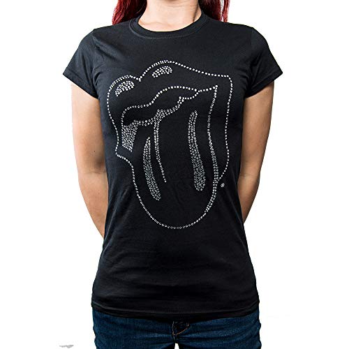 T-shirt femme Tongue XL noir en coton doux coupe ajustée