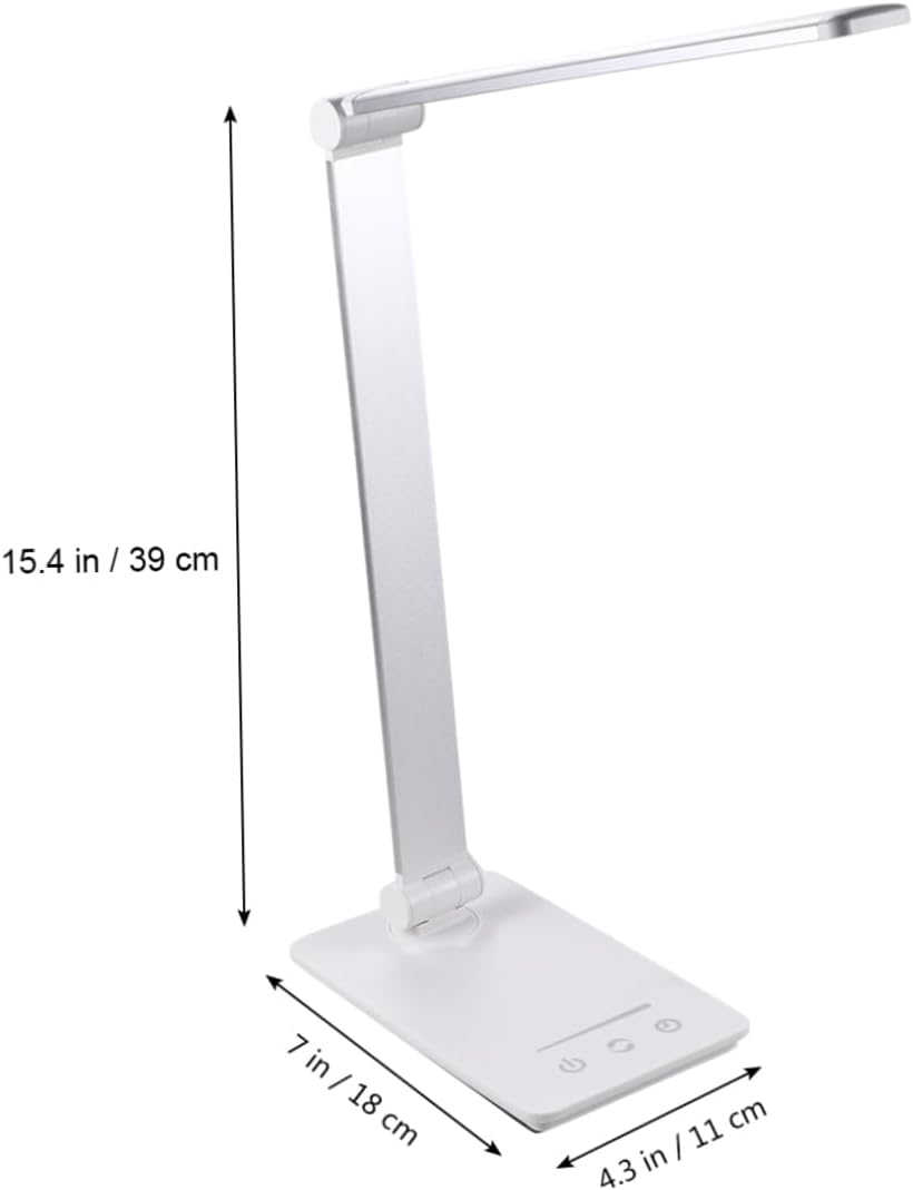 Rechargeable Touch Control Led Desk Lamp with Eye Protection Brightness and Design for Home and Office Use Silver Modes