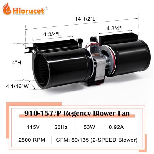 Image of 910-157 /P Fireplace Blower Motor for Regency Wood Stove & Gas Fireplace, Osburn, Nordica, Valley Comfort, Rotom and Fasco, 910-157 /P Regency Blower Motor Fan Replacement Rotom R7-RB167, HI300, I2100M.
