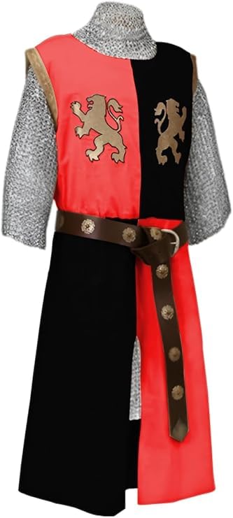 Medieval Kinght Viking V-Neck Tabard Basic Middle Age Embroidery Surcoat Tunic Sleevess Warrior Cosplay Costumes(S-6XL) (Red/Black, Medium) โ image 1