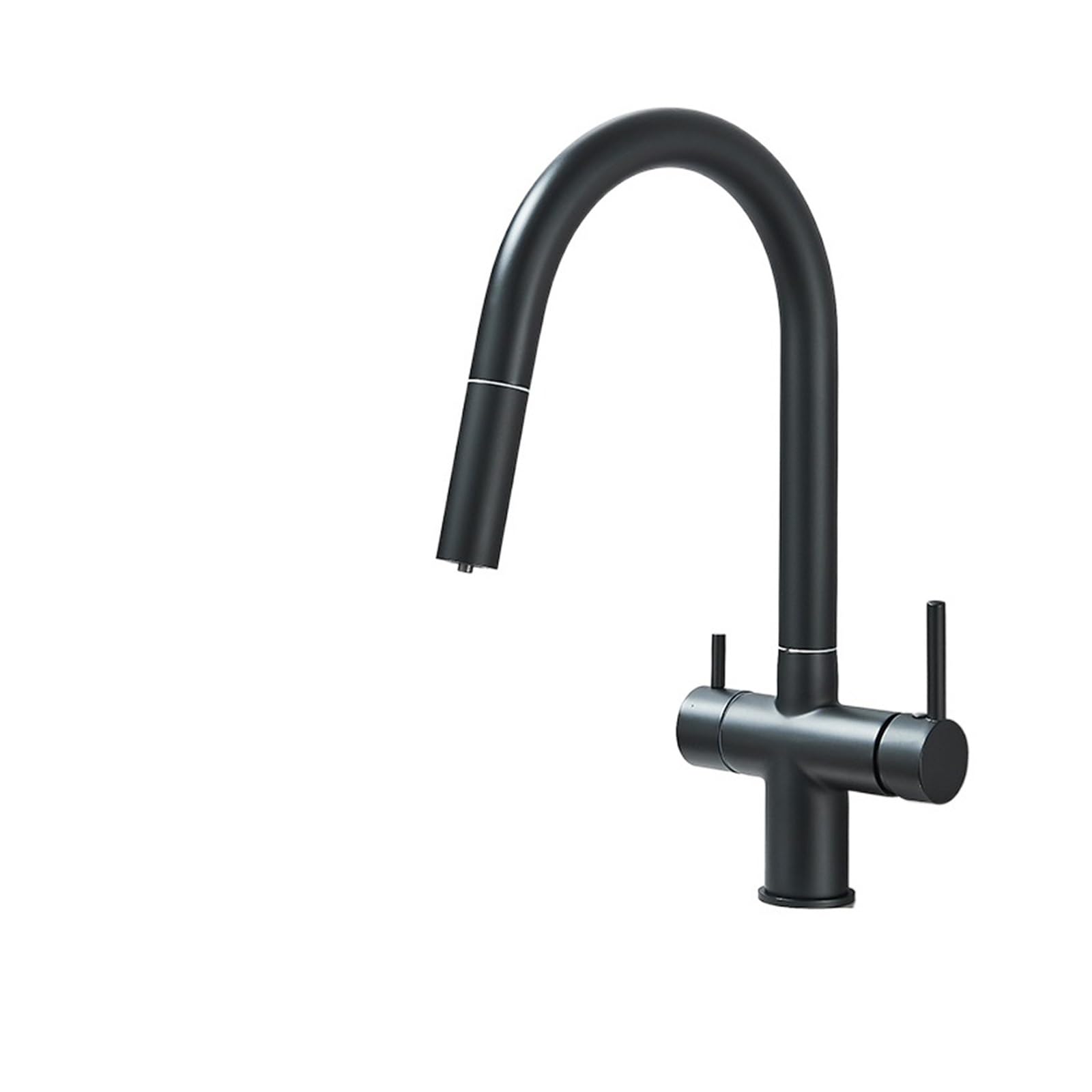 Robinet de cuisine avec douchette extensible noir mat mitigeur 360 à double poignée
