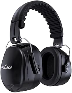 ProCase Noise Reduction Safety Ear Muffs, 32dB Hearing Protection Earmuffs Ear Defenders with Adjustable Headband for Shooting Mowing Construction Manufacturing Woodwork -Black