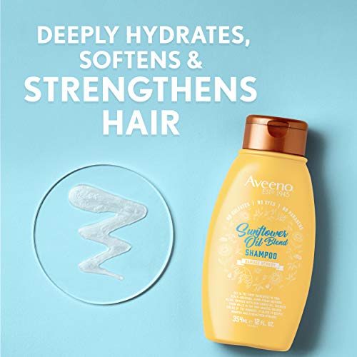 Aveeno Deep Moisturizing Sunflower Oil Blend Shampoo With Oat For Dry Damaged Hair, Dye, Paraben & Sulfate Surfactants Free, 12 Fl Oz #TOP4