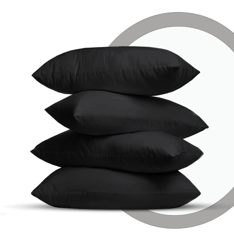 Pillowcases - 4 Pack Housewife Pillowcase Set, Black, 50cm x 75xm approx - Image 2