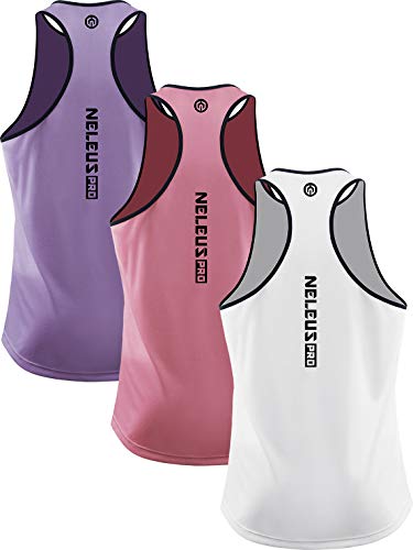 Image of NELEUS Men's 3 Pack Dry Fit Y-Back Muscle Tank Workout Gym Shirt