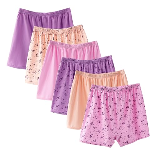 Ogvfunv 6Pcs Senior Underwear for Elderly Women Cotton Boxer Briefs Loose Soft Panties Shorts for Middle Elderly Ladies