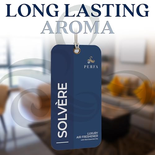 Image of 9PCS Solvere Disposable Air Fresheners for Men | Long Lasting Car Air Freshener Fragrance | Lasts for 2 Weeks | Strong Car Perfume with Odor Eliminating Technology | Solvere by Perfa