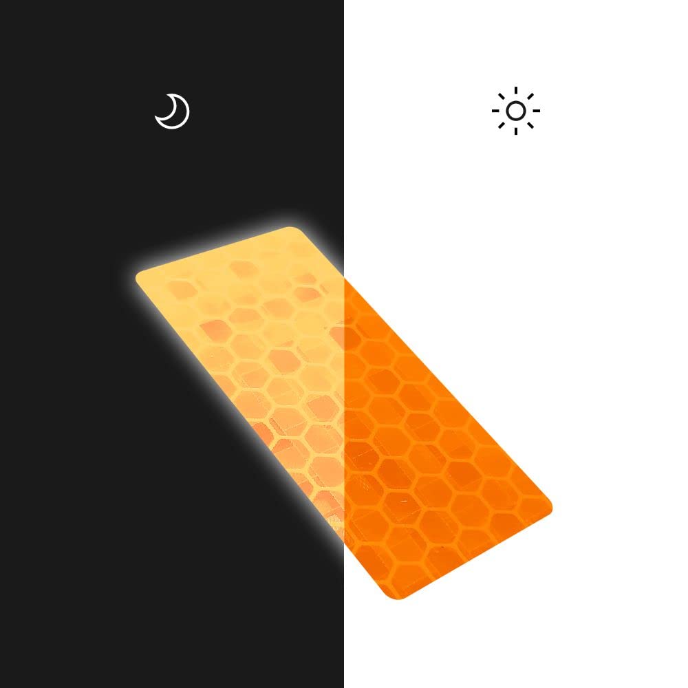 Refractive Stickers Rectangular Diamond Flat, Orange, Set of 4