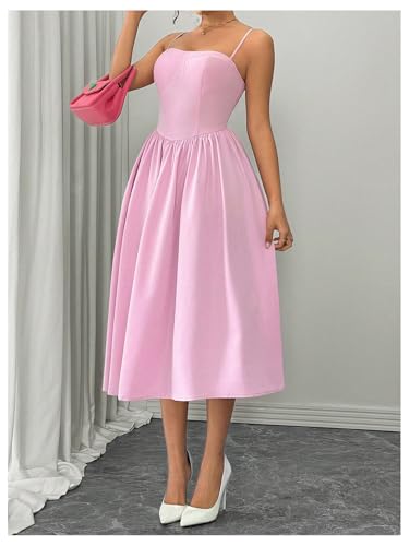 SOLY HUX Women's Sleeveless Midi Corset Dress Flared A Line Flowy Party Cami Dresses4