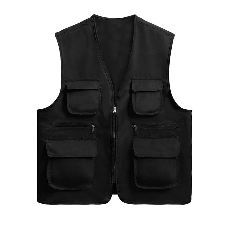 Cambkatl Men's Lightweight Fishing Vest Casual Outdoor Safari Travel Cargo Jacket Waistcoat with Multi Pockets