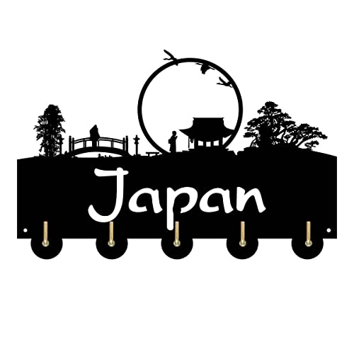 Paisaje japonés HoUKehold Decoración Ganchos de pared de madera Colgador de pared Perchero Llaves Bolsas Ropa Llaves multiusos Bolsos Gancho Regalo para diseñador
