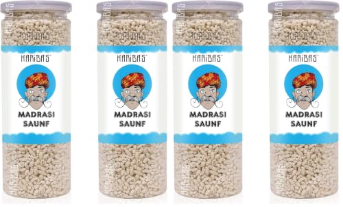 Image of HARIBAS Madrasi Mukhwas (White Madrasi Saunf) In Tin Can| Pure And Premium Mukhwas Mouth Freshener | Thandai Mint Saunf | Good For Bad Breath, Good (White Madrasi Saunf) 200 Gm X 2 (Pack of 2)