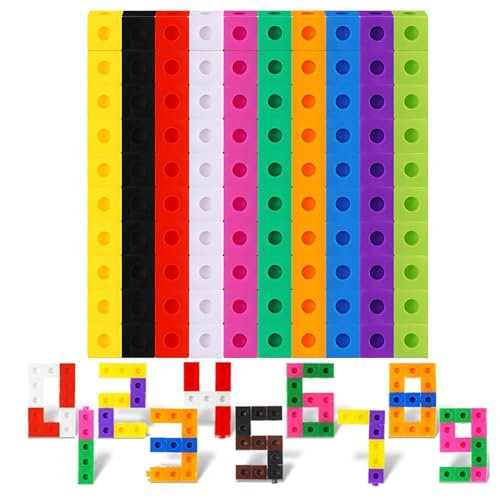 TOGHPUW 100 Pcs Maths Cubes With 10 Colours Fractions Resources For Children Linking Cubes Early Years Maths Learning Magic Counting Blocks Geometric Cube Math Cubes Math Toys Math Link Cubes